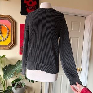 American Eagle Outfitters Charcoal Ribbed Thick Cotton Sweater